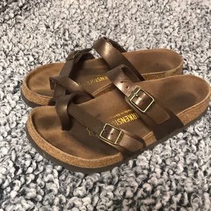 Lightly worn brown Birkenstocks